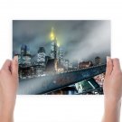 Buildings Skyscrapers Rail Graffiti Lights Night Tv Movie Art Poster 24x18 inch