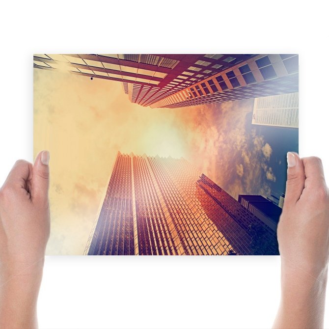 Buildings Skyscrapers Warm Sunlight Tv Movie Art Poster 24x18 inch