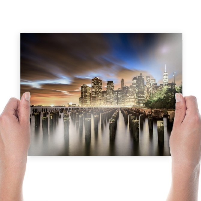 New York Buildings Skyscrapers Posts Night Tv Movie Art Poster 24x18 inch