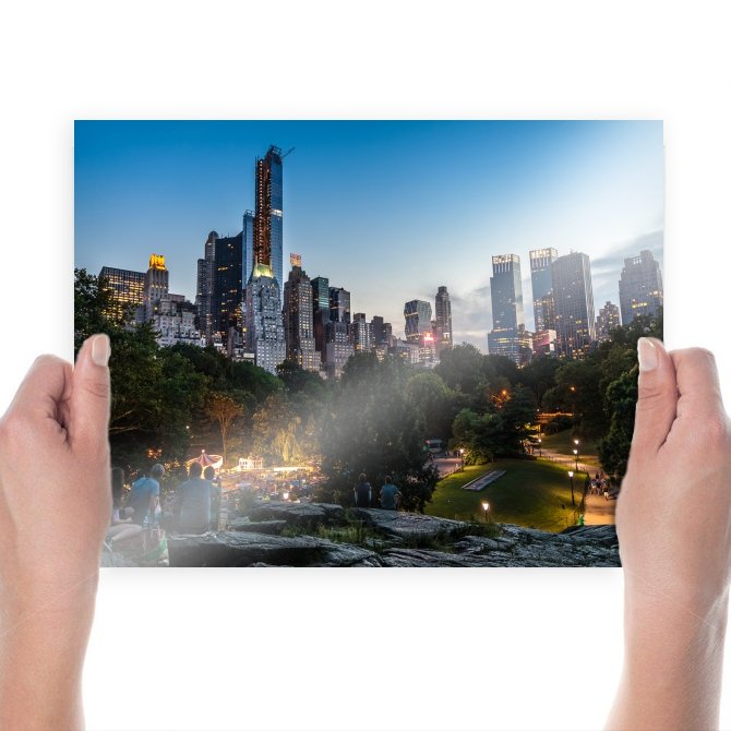 New York Buildings Skyscrapers Central Park Carnival Picnic Trees Tv Movie Art Poster 24x18 inch