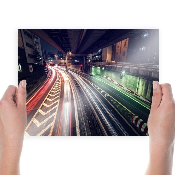 Freeway Highway Night Timelapse Overpass Lights Tv Movie Art Poster 24x18 inch