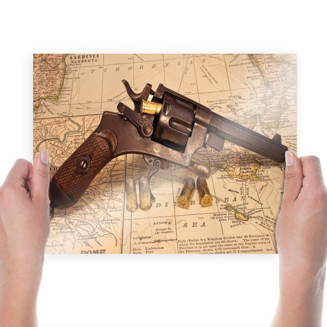 Revolver Map Bullets Tv Movie Art Poster 24x18 inch