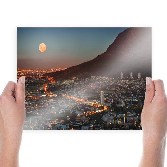 Moon Landscape Buildings Cape Town Tv Movie Art Poster 24x18 inch