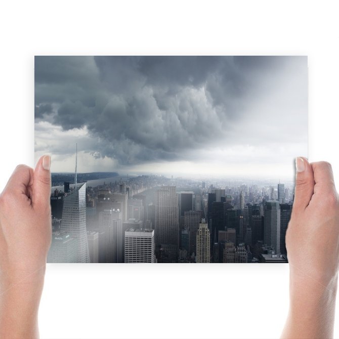 New York Buildings Skyscrapers Storm Clouds Tv Movie Art Poster 24x18 inch