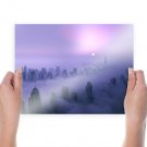 Buildings Skyscrapers Purple Dubai Sunset Tv Movie Art Poster 24x18 inch