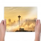 Mist Fog Smoke Space Needle Seattle Washington Tv Movie Art Poster 24x18 inch
