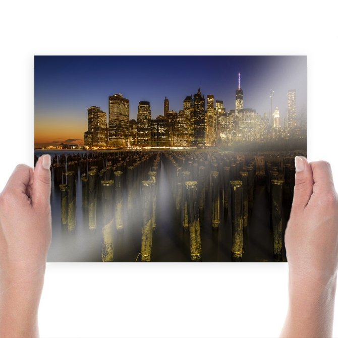 New York Buildings Skyscrapers Night Lights Posts Tv Movie Art Poster 24x18 inch