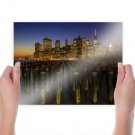 New York Buildings Skyscrapers Night Lights Posts Tv Movie Art Poster 24x18 inch