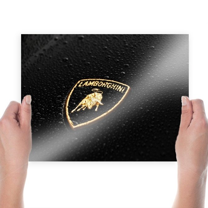 Lamborghini Logo Water Drops Macro Tv Movie Art Poster 24x18 inch