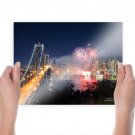 Oakland Bridge Bridge San Francisco Night Buildings Skyscrapers Fireworks Tv Movie Art Poster 24x18 