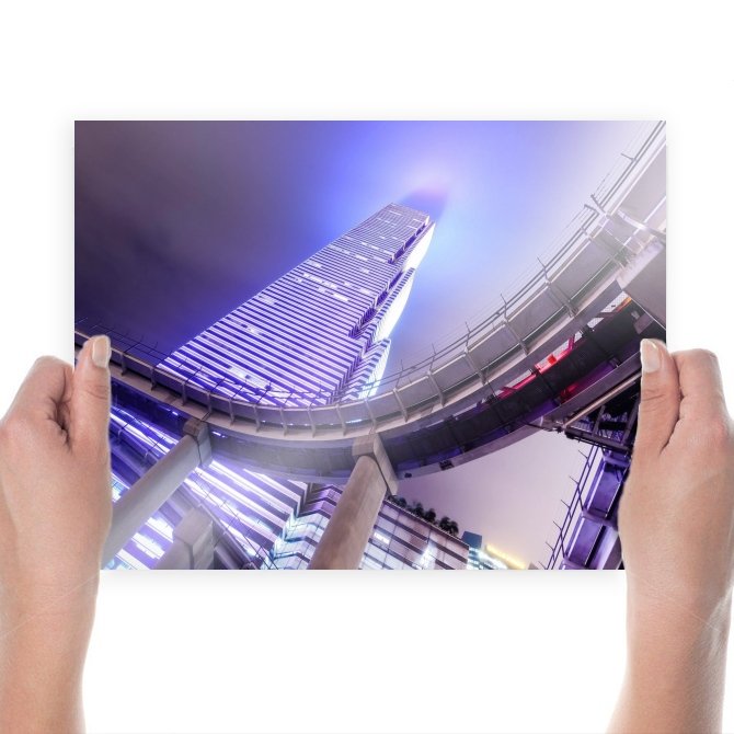 Building Skyscraper Purple Bridge Tv Movie Art Poster 24x18 inch