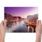 Italy Canal Timelapse Buildings Boats Purple Tv Movie Art Poster 24x18 inch