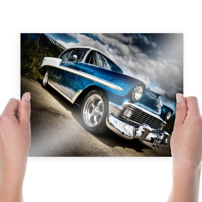 Classic Car Classic Chevrolet Bel Air Hdr Tv Movie Art Poster 24x18 inch