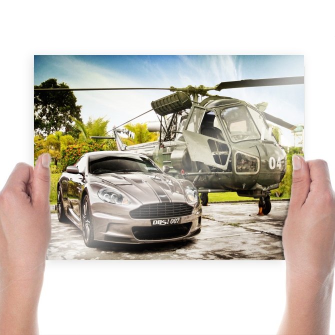 Aston Martin Dbs Helicopter Hdr Tv Movie Art Poster 24x18 inch