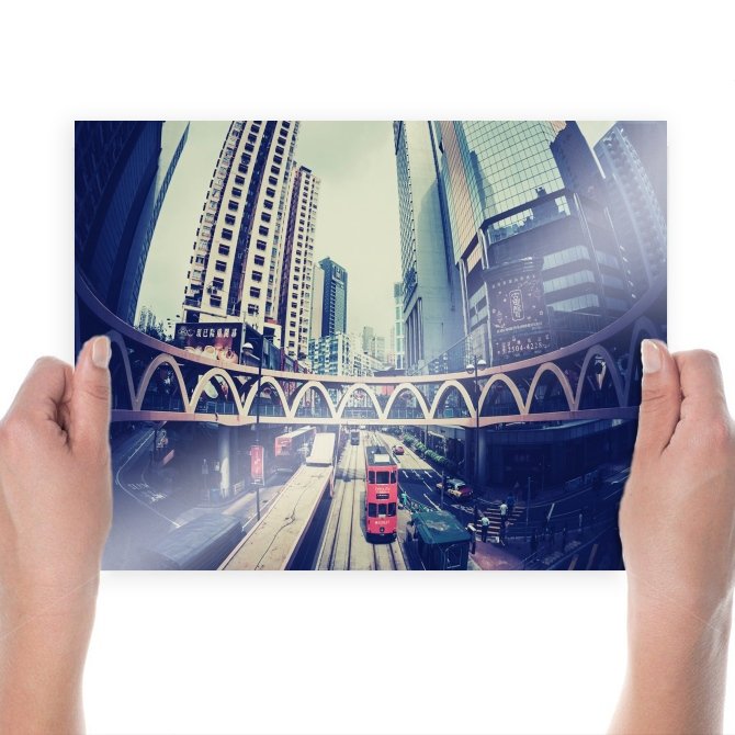 Buildings Skyscrapers Fisheye Street Warm Tv Movie Art Poster 24x18 inch