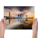 Buildings Skyscrapers Night Reflection Water Taiwan Kaohsiung Tv Movie Art Poster 24x18 inch