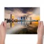 Buildings Skyscrapers Night Reflection Water Taiwan Kaohsiung Tv Movie Art Poster 24x18 inch