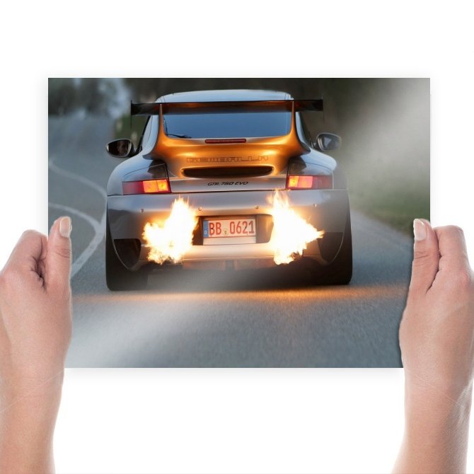 Porsche Backfire Flame Gemballa Gtr Coupe Tv Movie Art Poster 24x18 inch