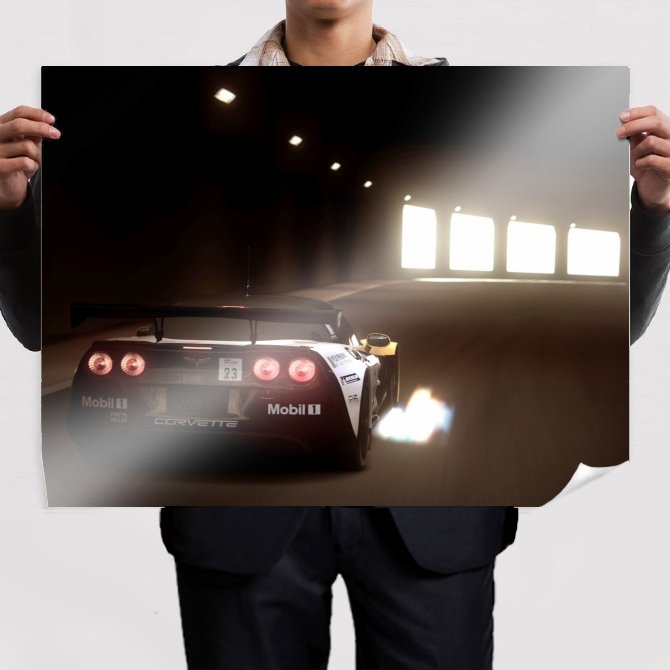 Gran Turismo Chevrolet Corvette C6r Backfire Flame Tv Movie Art Poster 32x24 inch