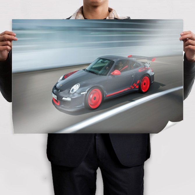 Porsche Gt3rs Motion Blur Tv Movie Art Poster 36x24 inch