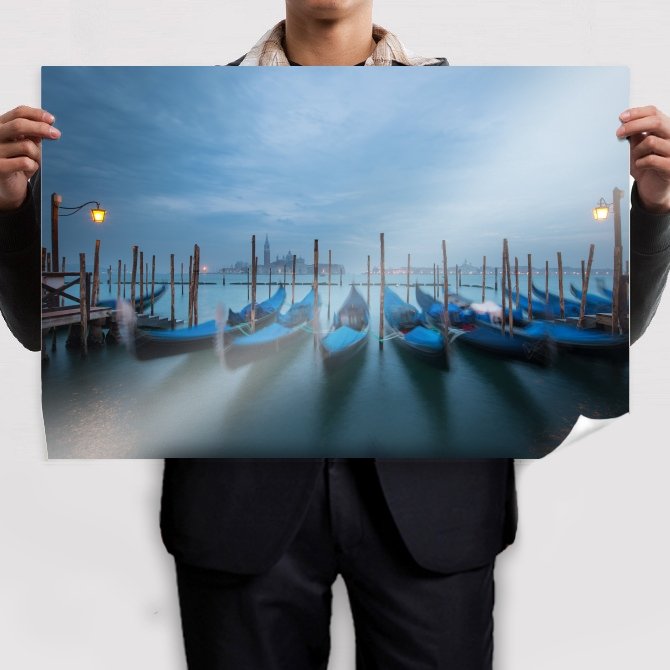 Venice Italy Boats Water Posts Dock Tv Movie Art Poster 36x24 inch