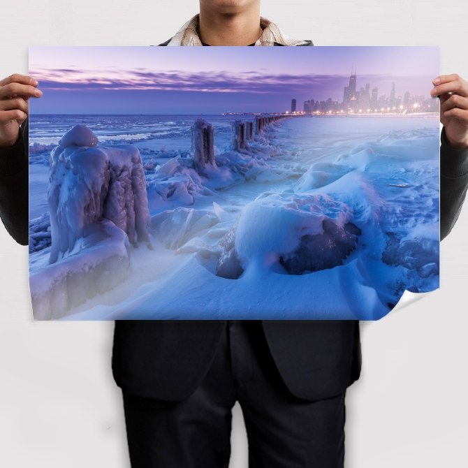 Chicago Buildings Skyscrapers Snow Winter Posts Tv Movie Art Poster 36x24 inch