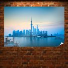 Shanghai Buildings Skyscrapers Ocean Tv Movie Art Poster 36x24 inch