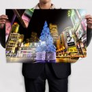 Buildings Christmas Tree Lights Christmas Night Tv Movie Art Poster 36x24 inch