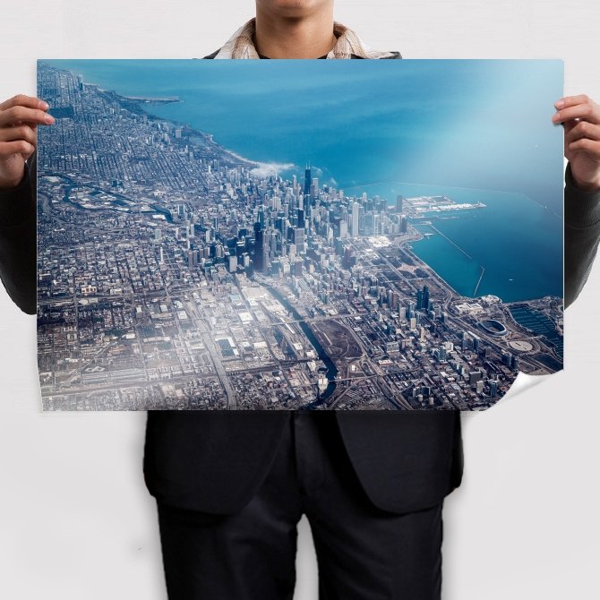 Chicago Buildings Skyscrapers Coast Aerial Tv Movie Art Poster 36x24 inch