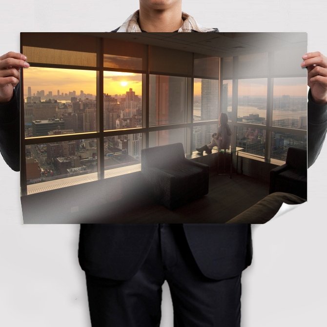 Buildings Skyscrapers Sunlight Sunset Apartment Windows Tv Movie Art Poster 36x24 inch