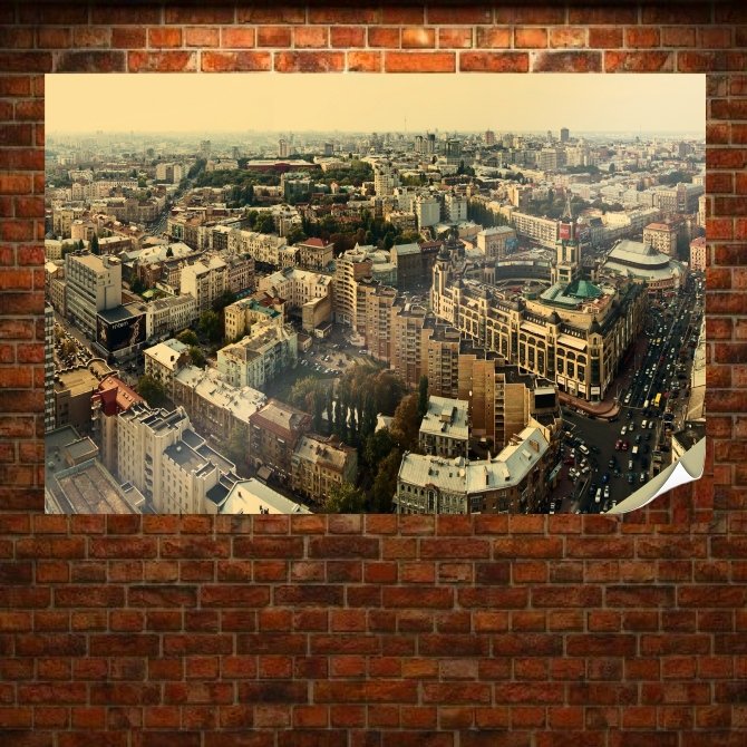 Aerial View Birds Eye Birds Eye View Kiev Ukraine Kiyv Tv Movie Art Poster 36x24 inch