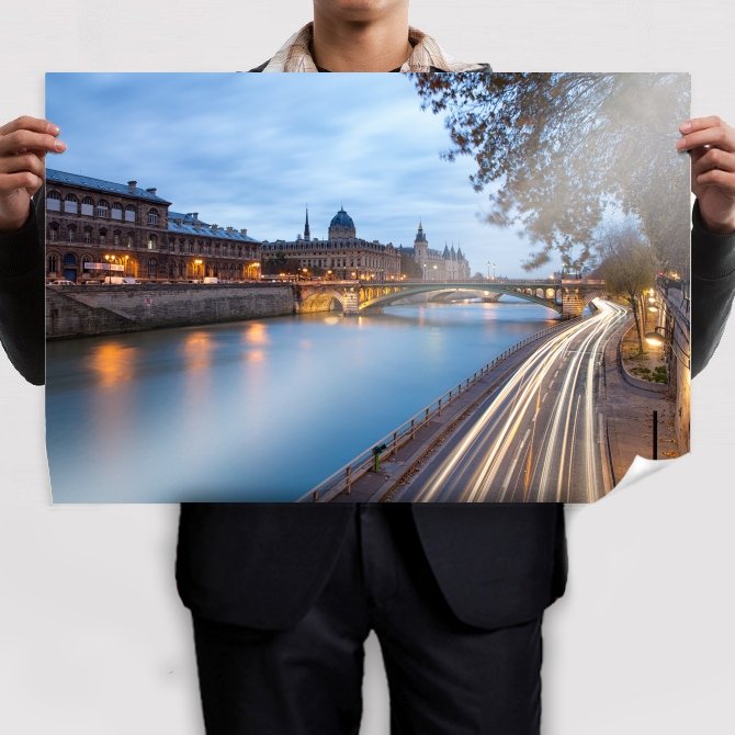 Lights Timelapse Buildings Bridge River Road Tv Movie Art Poster 36x24 inch
