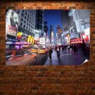 New York Buildings Skyscrapers Night Street Sidewalk Tv Movie Art Poster 36x24 inch