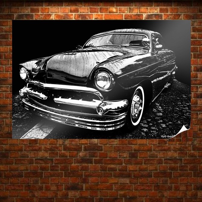Classic Car Classic Water Drops Wet Tv Movie Art Poster 36x24 inch