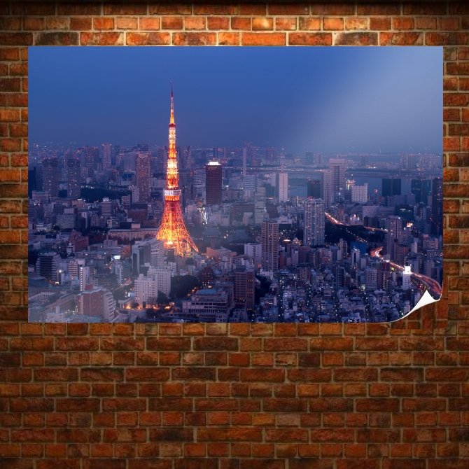 Night Mori Tower Buildings Light Tokyo Tv Movie Art Poster 36x24 inch