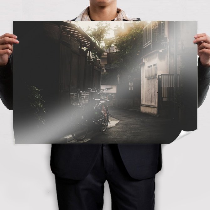 Bicycle Warm Buildings Tv Movie Art Poster 36x24 inch