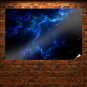 Neon Blue Night Sky Art Poster Print 36x24 inch