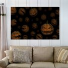 Alot Of Halloween Pumpkins S Art Poster Print  36x24 inch