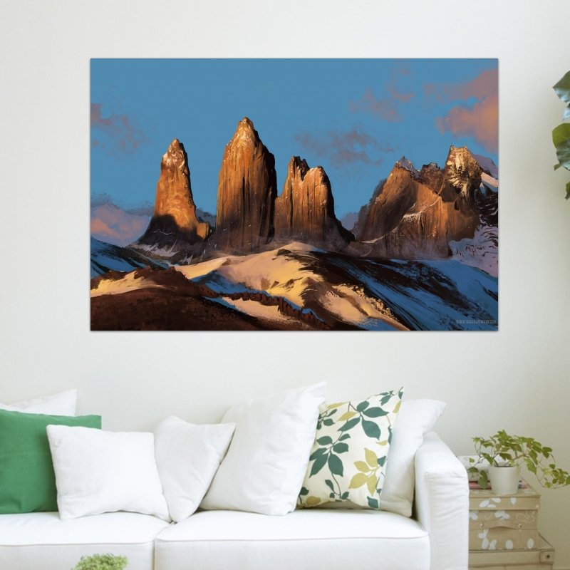 Snow Rocks  Art Poster Print  36x24 inch
