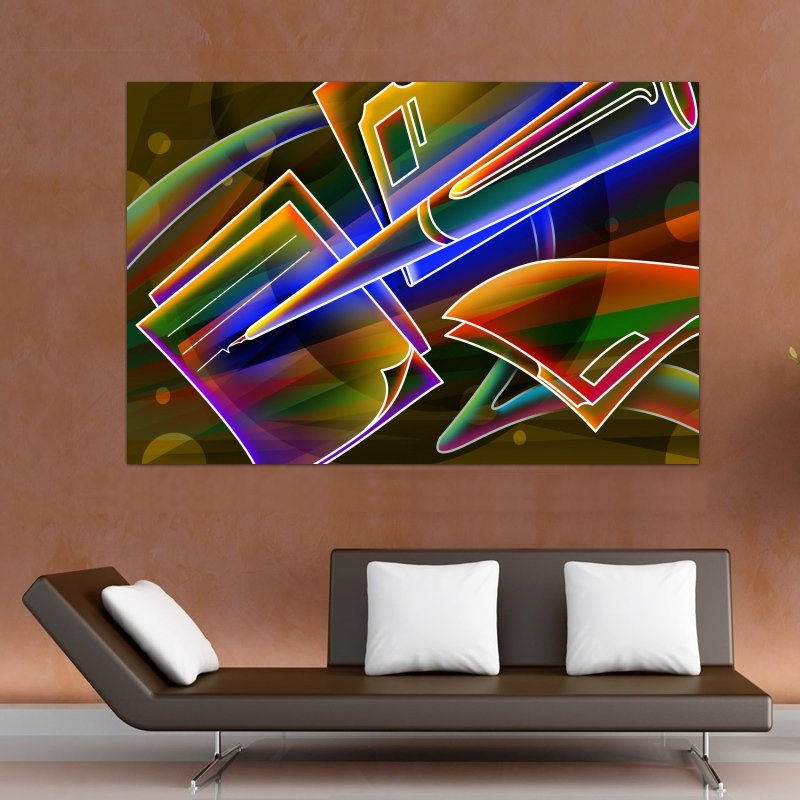 3d Neon Colorful  Art Poster Print  36x24 inch