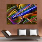3d Neon Colorful  Art Poster Print  36x24 inch