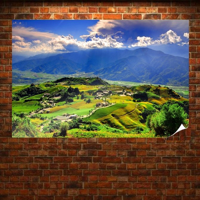Lovely Rolling Landscape  Art Poster Print  36x24 inch