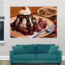Cakes Cake Chocolate Ice Cream Nuts Nut  Art Poster Print  36x24 inch