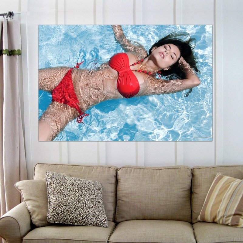 Hot Girl Wearing Red Bikini  Art Poster Print  36x24 inch