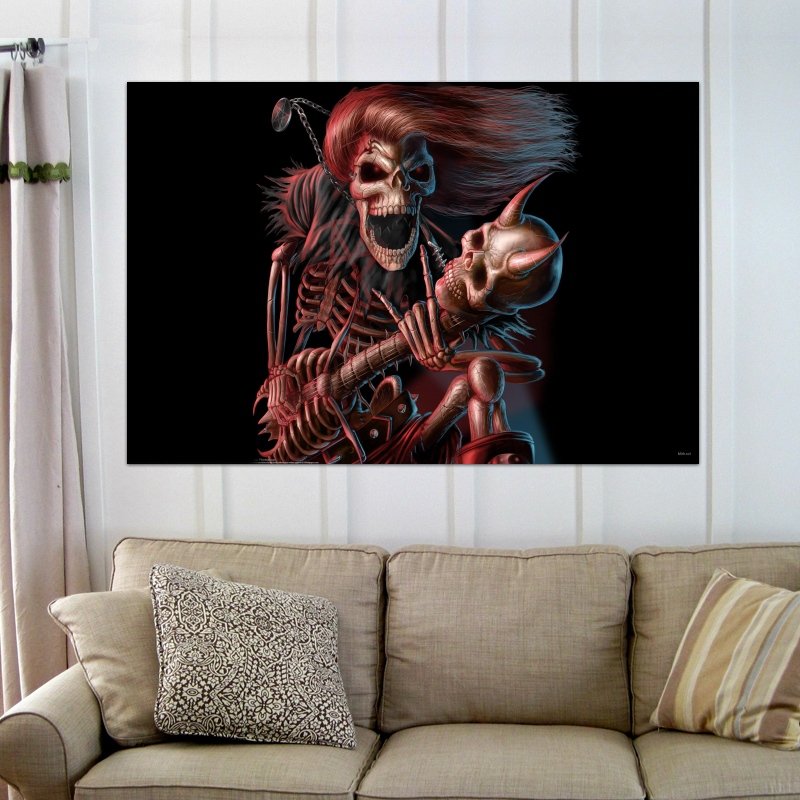 Death Guitar Music  Art Poster Print  36x24 inch