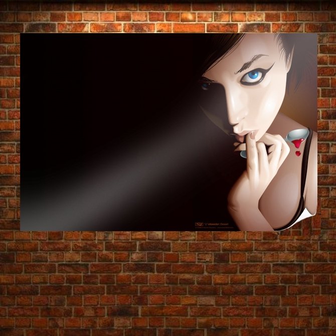 Cartoon Lady  Art Poster Print  36x24 inch