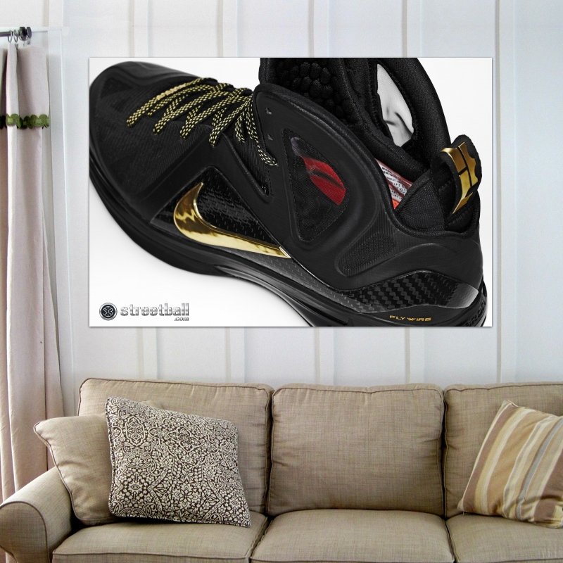 Lebron 9 Black Elite Series Sneakers Art Poster Print  36x24 inch