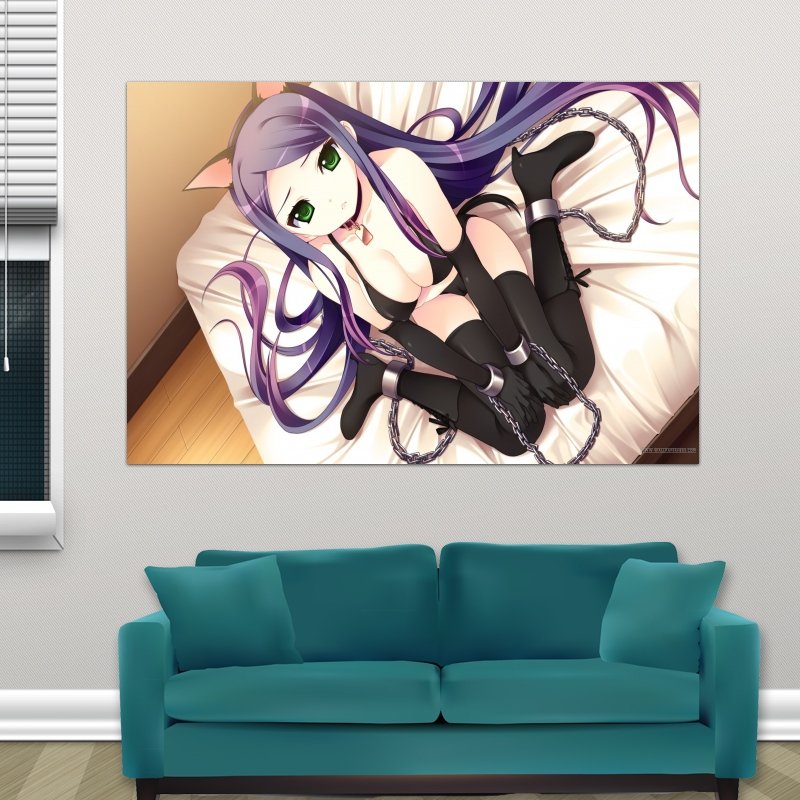 Animal Ears Girl  Art Poster Print  36x24 inch