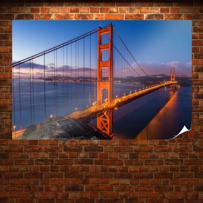 Golden Gate Bridge California San Francisco  Art Poster Print  36x24 inch