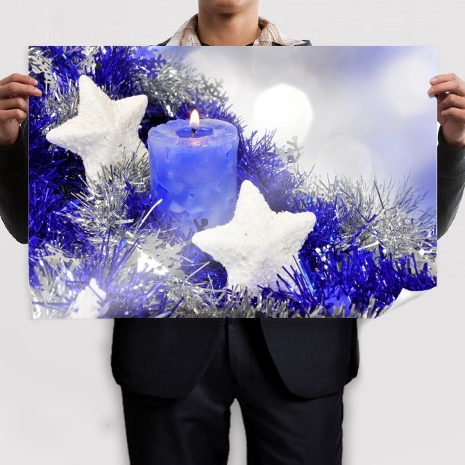 Christmas Candle  Art Poster Print  36x24 inch